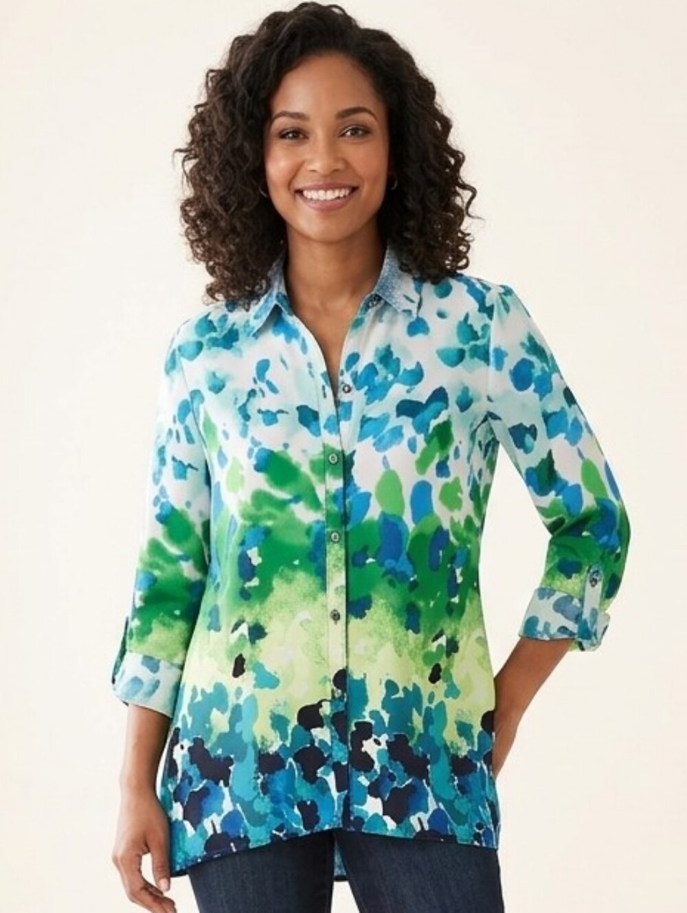 NY🌱Collection Pretty Floral loose, flowy blouse. Size S Oversized.